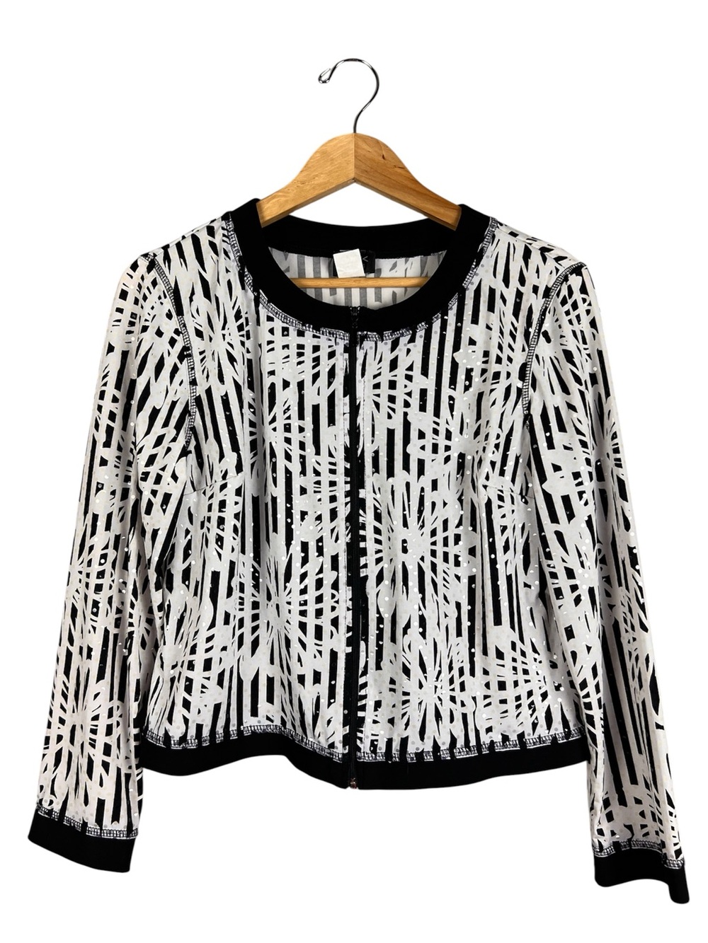 MSK Black & White Striped Sparkle Jacket